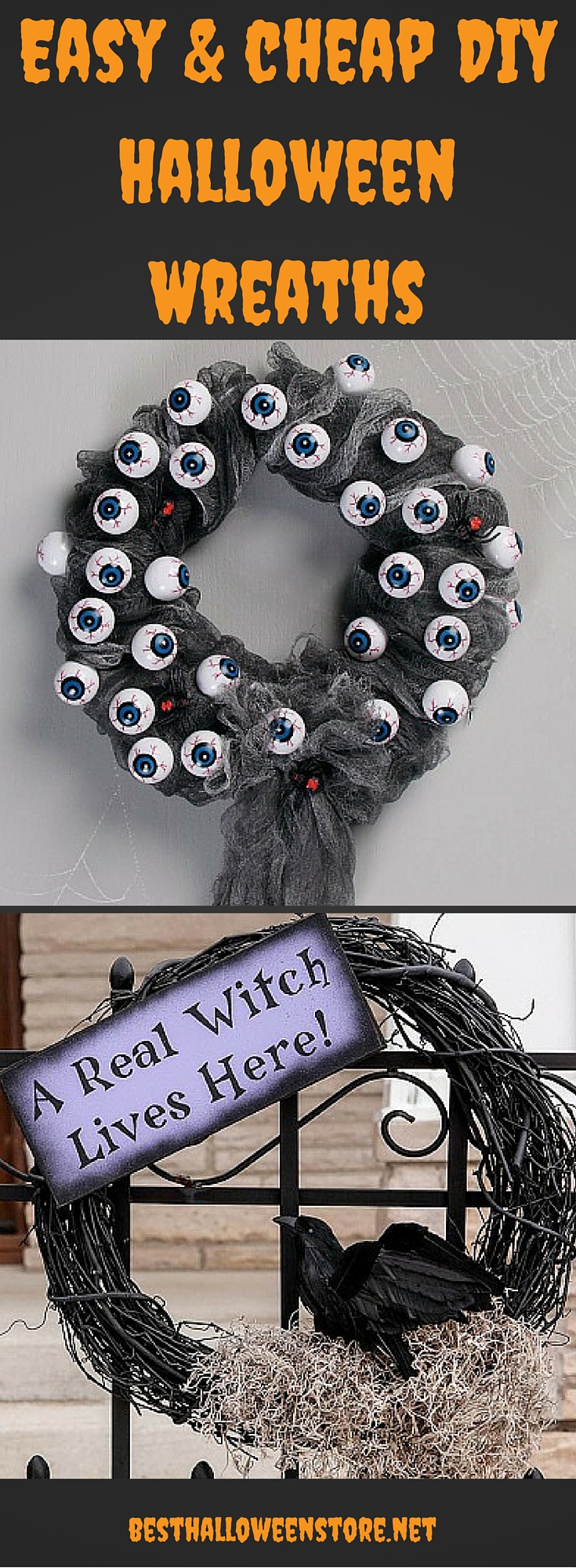 Easy and Cheap DIY Halloween Wreaths