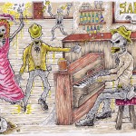 Skeleton Saloon Coloring Page Sample